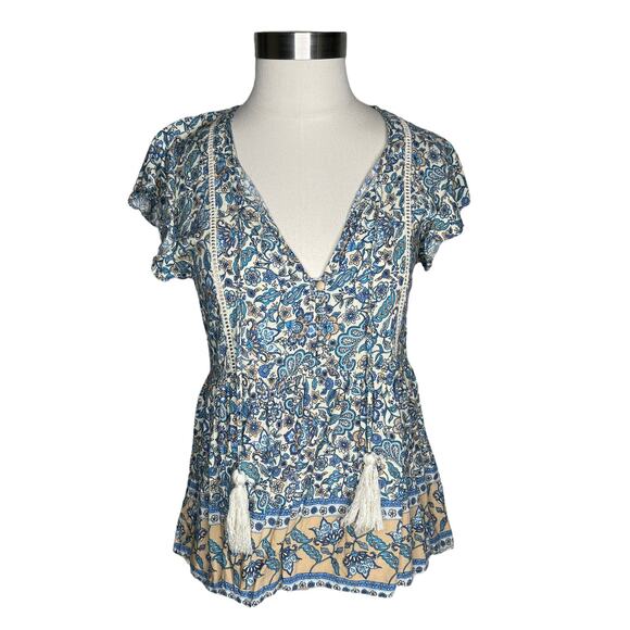 Iris Maxi Women's Blythe Boho V-Neck Blouse Ruffle Sleeve - Picture 1 of 8